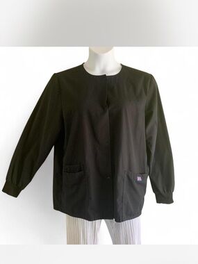 Cherokee Black Collarless scrub jacket size M